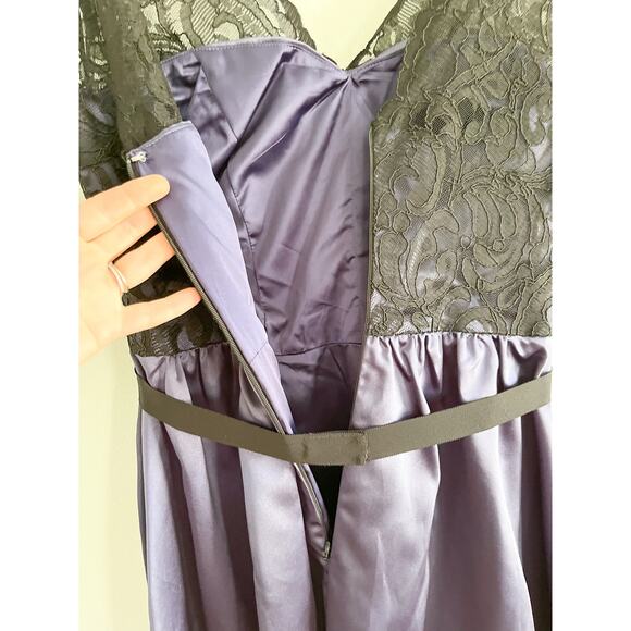 NWT | After Six | Lace Cocktail Length Dress | Amethyst Purple Black | Sz 10 - Picture 12 of 14